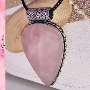 Powerful Rose Quartz Gemstone Handmade Slider Pendant Necklace